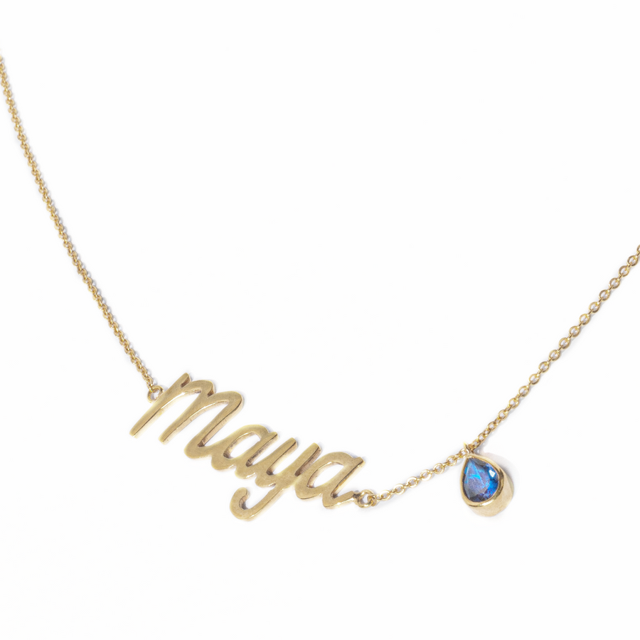 Custom Cursive Name Necklace + Birthstone