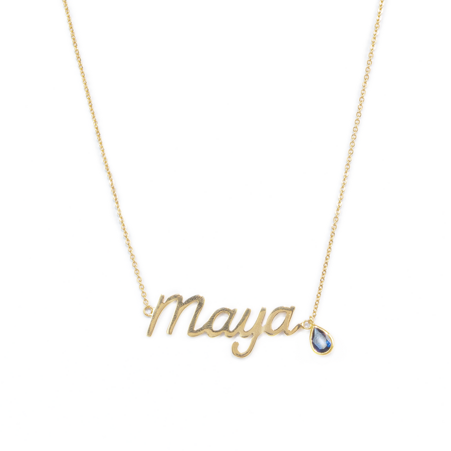 Custom Cursive Name Necklace + Birthstone